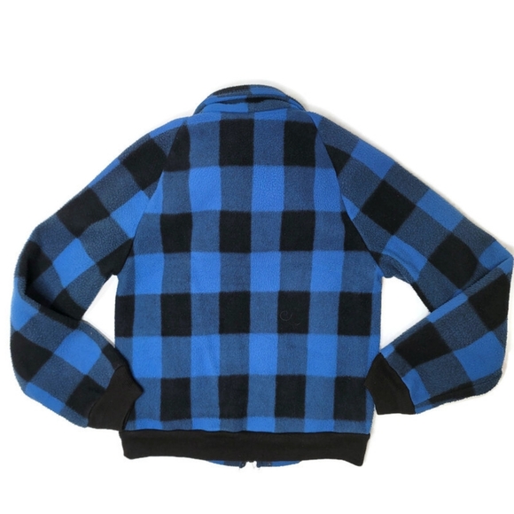 J. Blair blue and black Buffalo plaid polar fleece zip up jacket. Size small - Picture 3 of 5